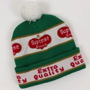 Supreme Extra Quality Pom Beanie‎ Green Heart Logo Knit Acrylic Hat